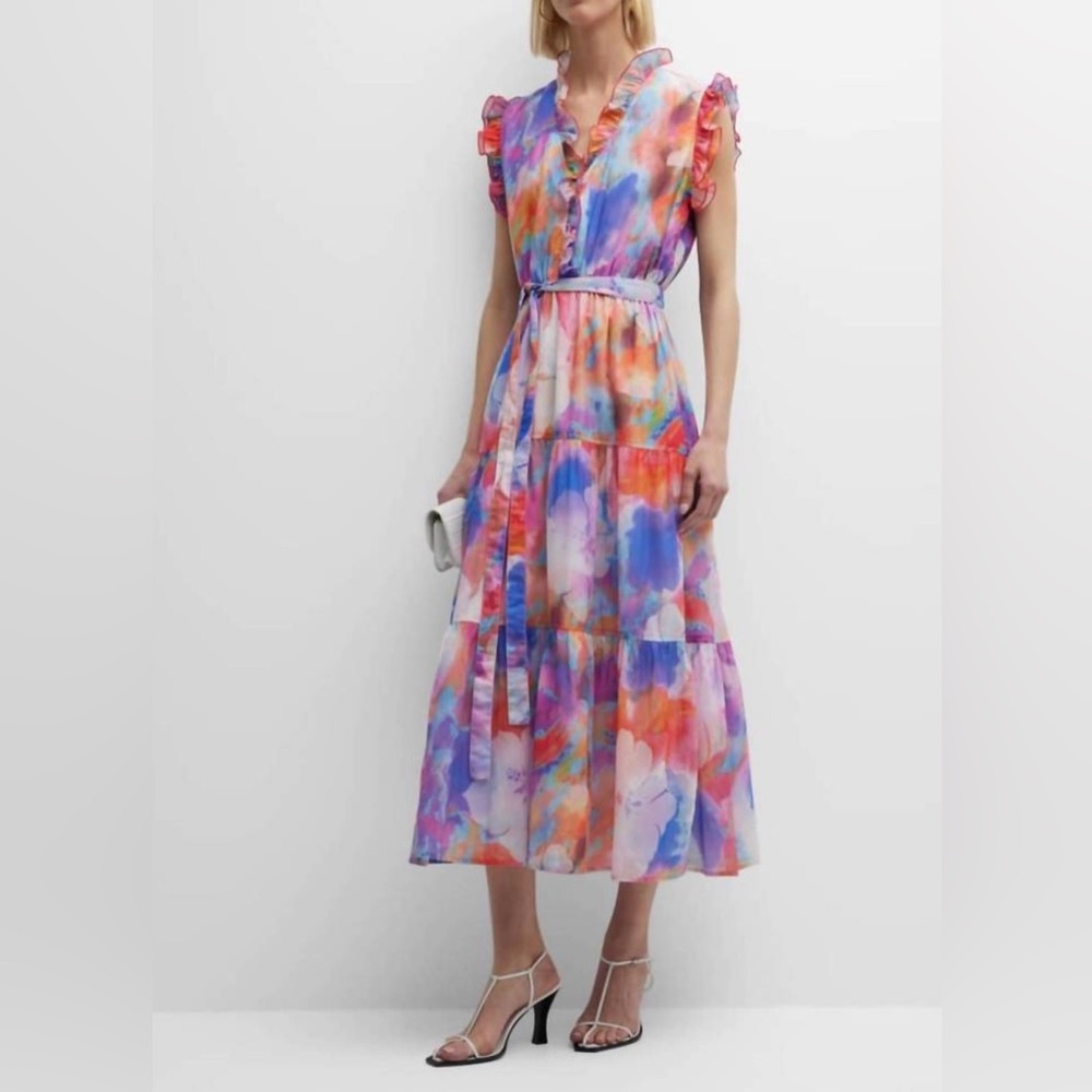 Finley Colorful Tie-Dye Midi Maui Floral Dress